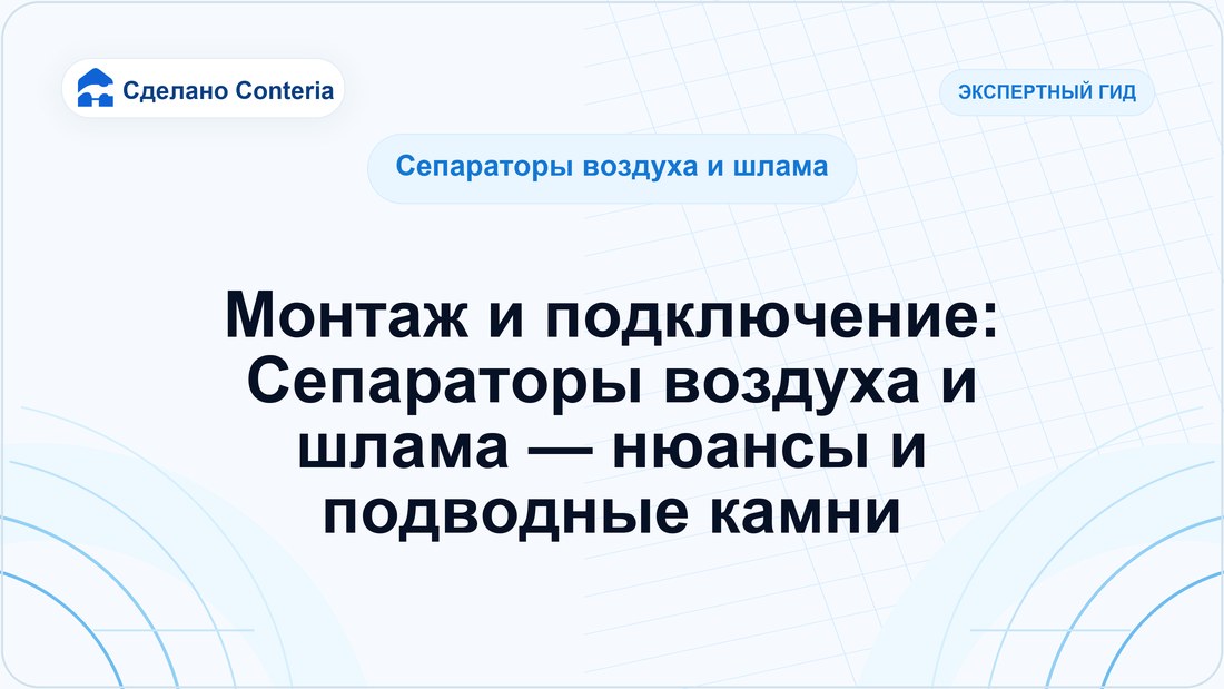 Монтаж и подключение: Сепараторы воздуха и шлама — нюансы и подводные камни