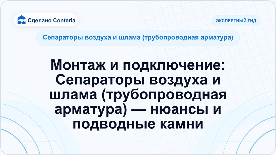 Монтаж и подключение: Сепараторы воздуха и шлама (трубопроводная арматура) — нюансы и подводные камни
