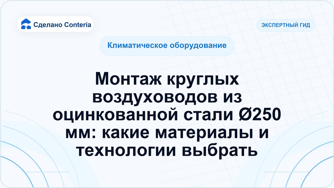 Монтаж круглых воздуховодов из оцинкованной стали Ø250 мм: какие материалы и технологии выбрать