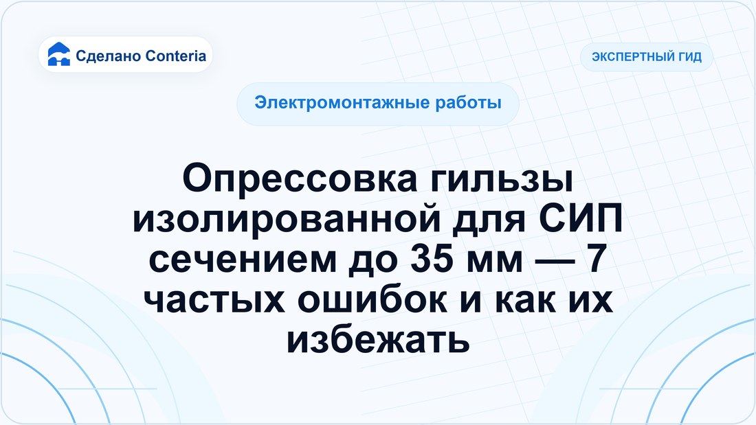 Опрессовка гильзы изолированной для СИП сечением до 35 мм — 7 частых ошибок и как их избежать