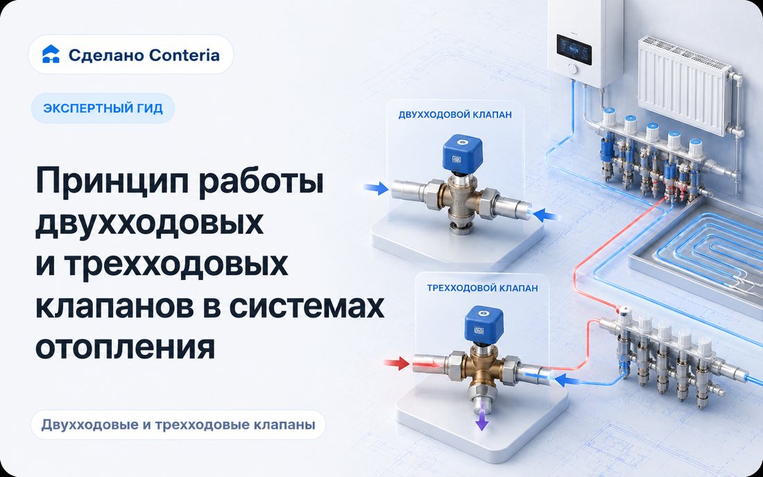 Принцип работы двухходовых и трехходовых клапанов в системах отопления
