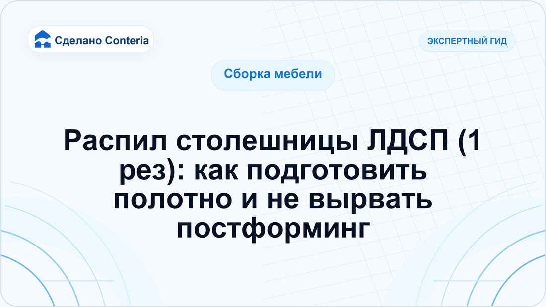 Распил столешницы ЛДСП (1 рез): как подготовить полотно и не вырвать постформинг