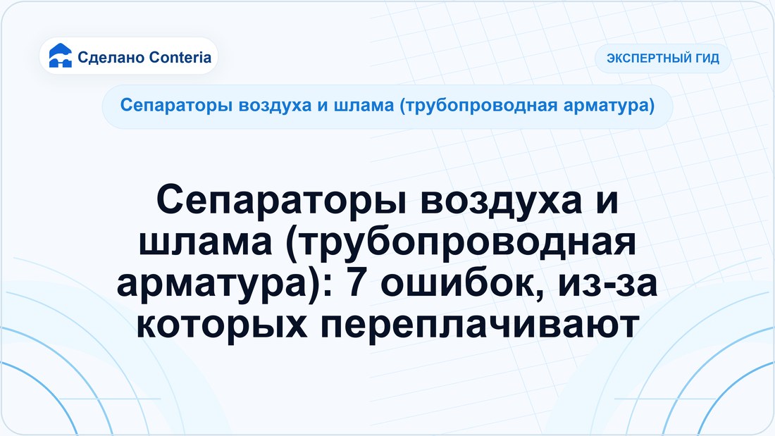Сепараторы воздуха и шлама (трубопроводная арматура): 7 ошибок, из-за которых переплачивают