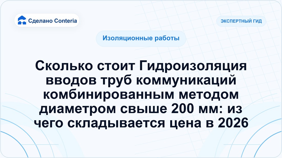 Сколько стоит Гидроизоляция вводов труб коммуникаций комбинированным методом диаметром свыше 200 мм: из чего складывается цена в 2026