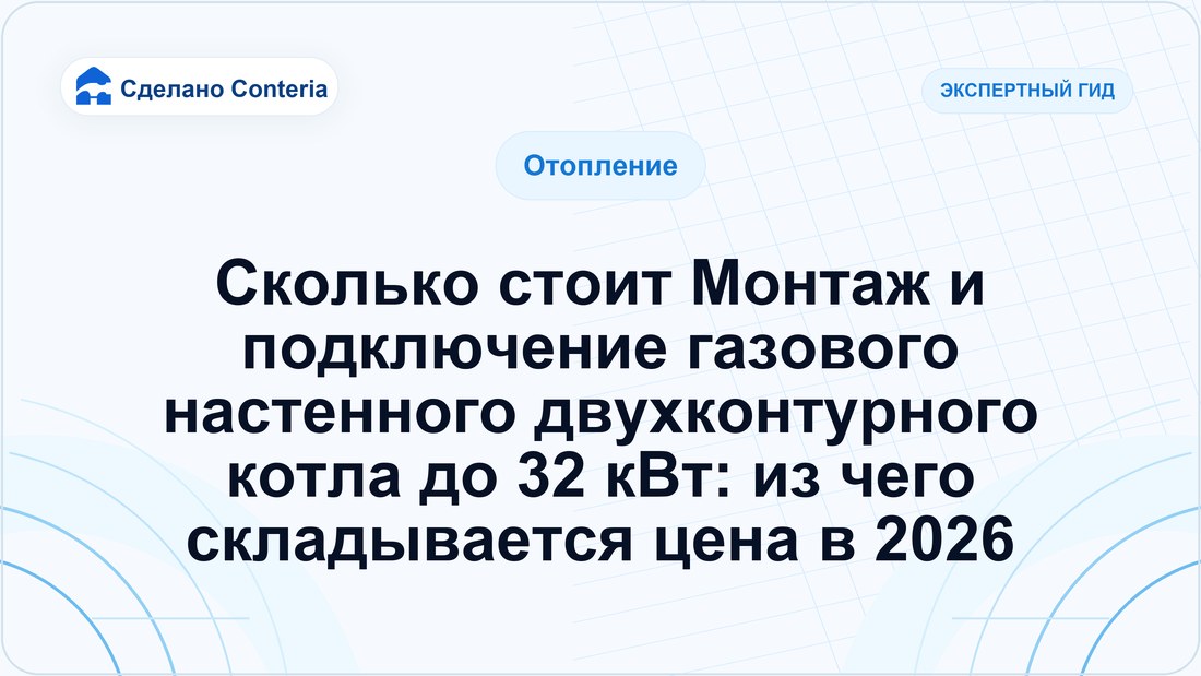 Сколько стоит Монтаж и подключение газового настенного двухконтурного котла до 32 кВт: из чего складывается цена в 2026