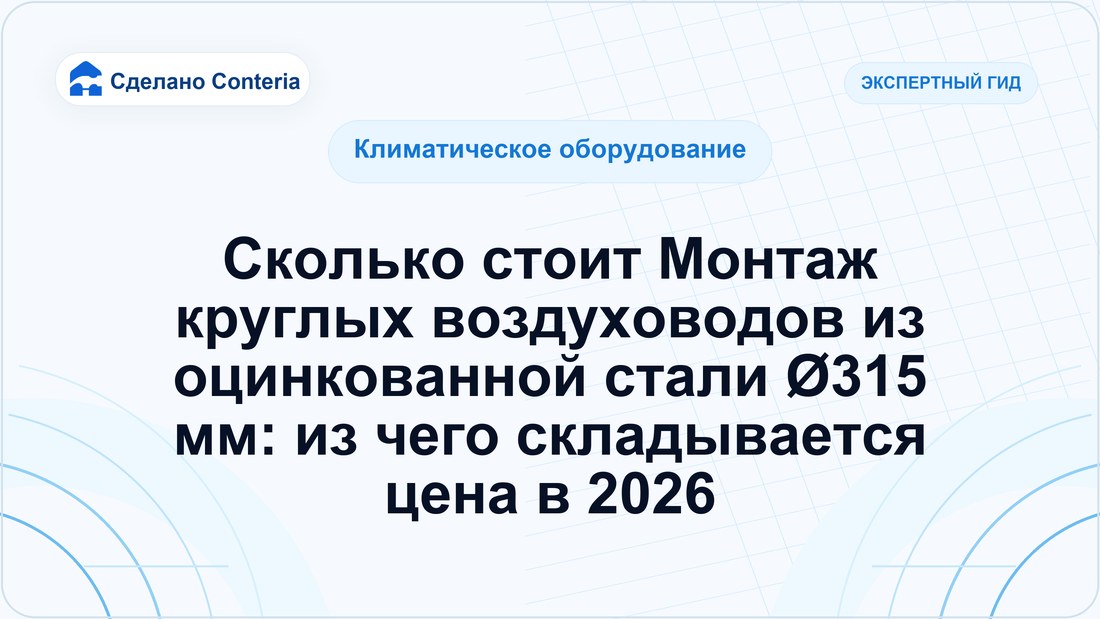 Сколько стоит Монтаж круглых воздуховодов из оцинкованной стали Ø315 мм: из чего складывается цена в 2026