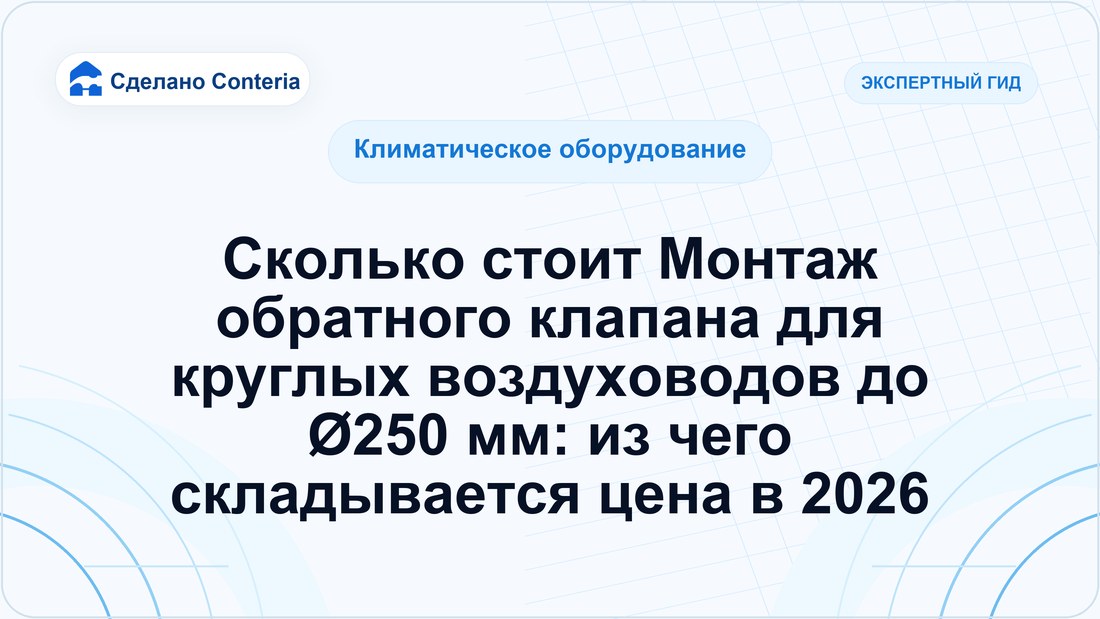 Сколько стоит Монтаж обратного клапана для круглых воздуховодов до Ø250 мм: из чего складывается цена в 2026