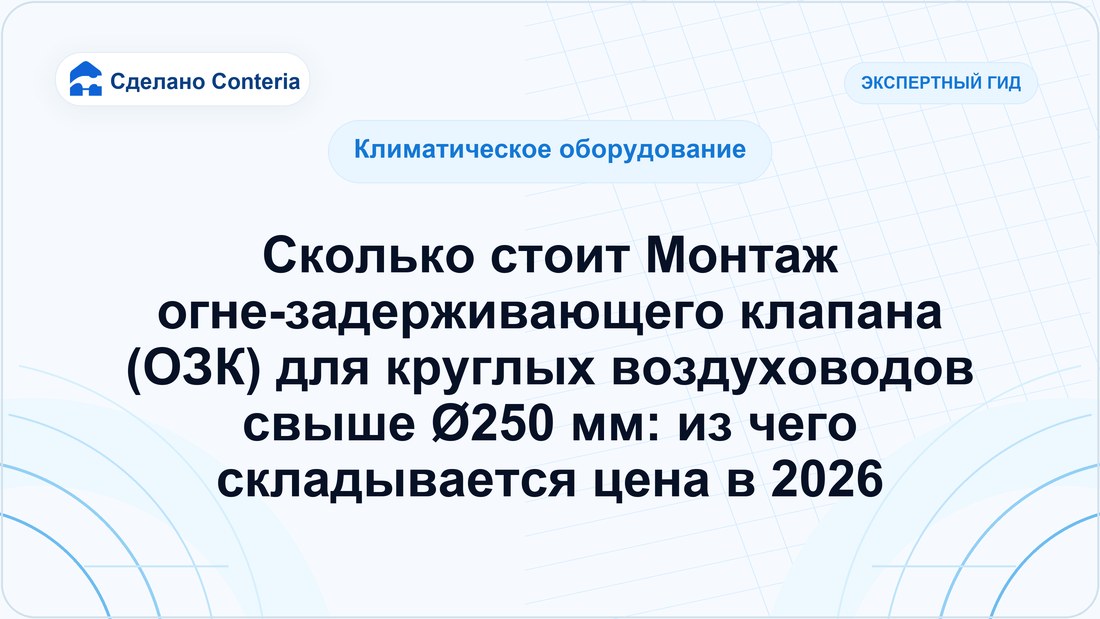 Сколько стоит Монтаж огне-задерживающего клапана (ОЗК) для круглых воздуховодов свыше Ø250 мм: из чего складывается цена в 2026