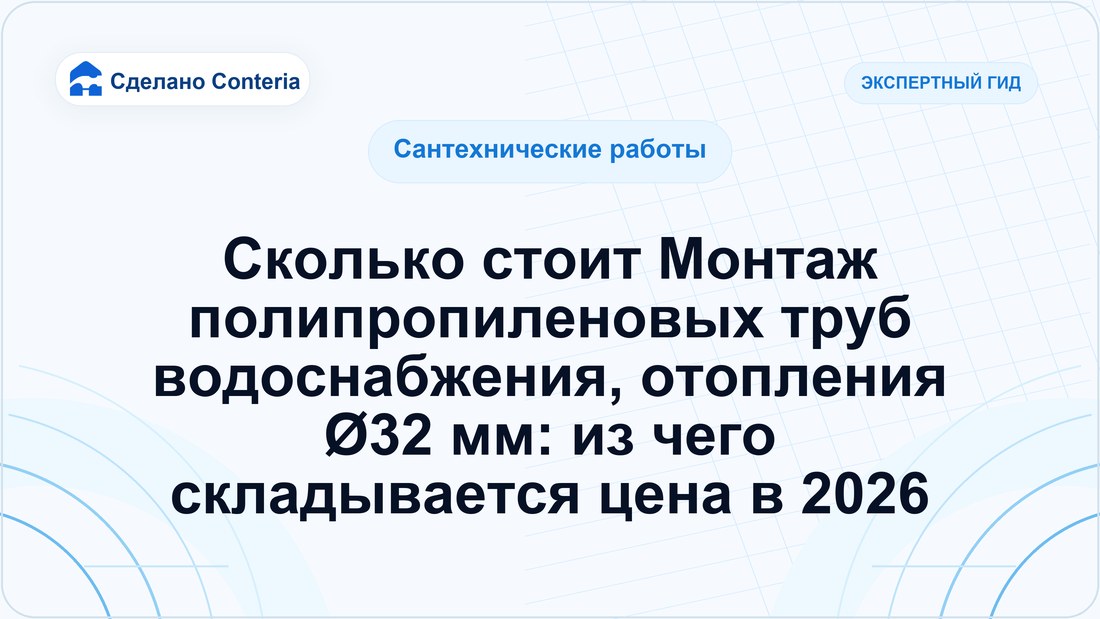 Сколько стоит Монтаж полипропиленовых труб водоснабжения, отопления Ø32 мм: из чего складывается цена в 2026
