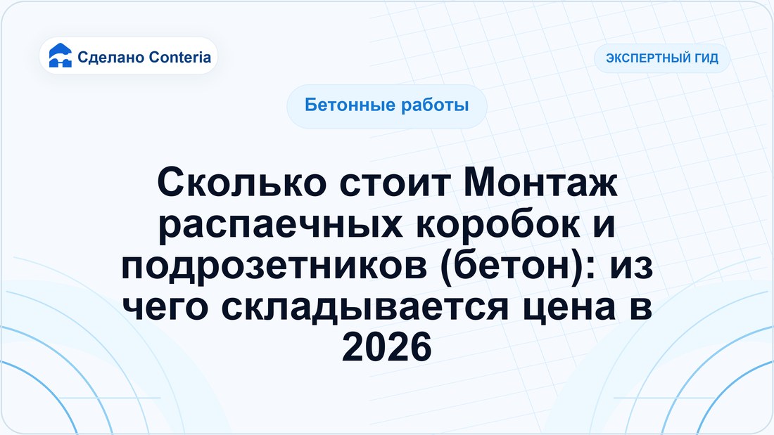 Сколько стоит Монтаж распаечных коробок и подрозетников (бетон): из чего складывается цена в 2026
