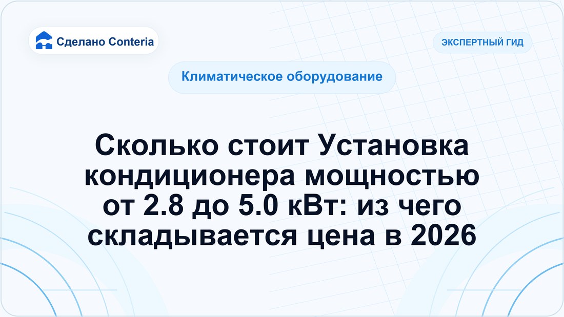 Сколько стоит Установка кондиционера мощностью от 2.8 до 5.0 кВт: из чего складывается цена в 2026