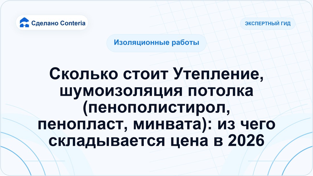 Сколько стоит Утепление, шумоизоляция потолка (пенополистирол, пенопласт, минвата): из чего складывается цена в 2026