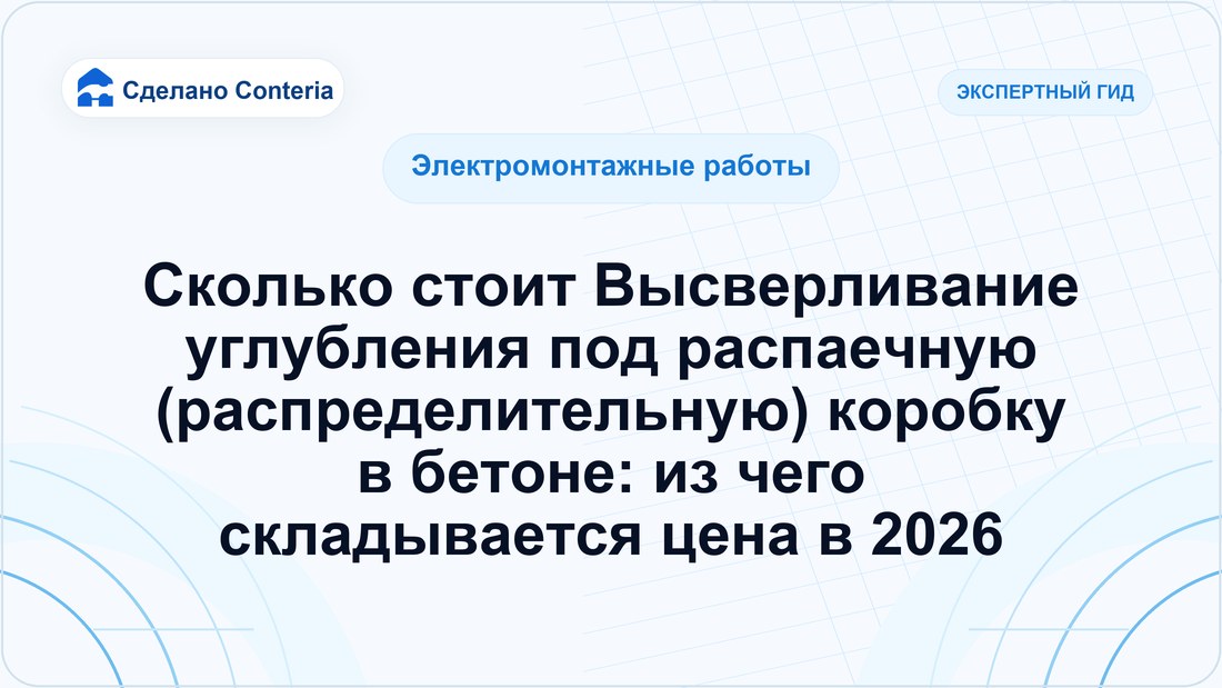 Сколько стоит Высверливание углубления под распаечную (распределительную) коробку в бетоне: из чего складывается цена в 2026