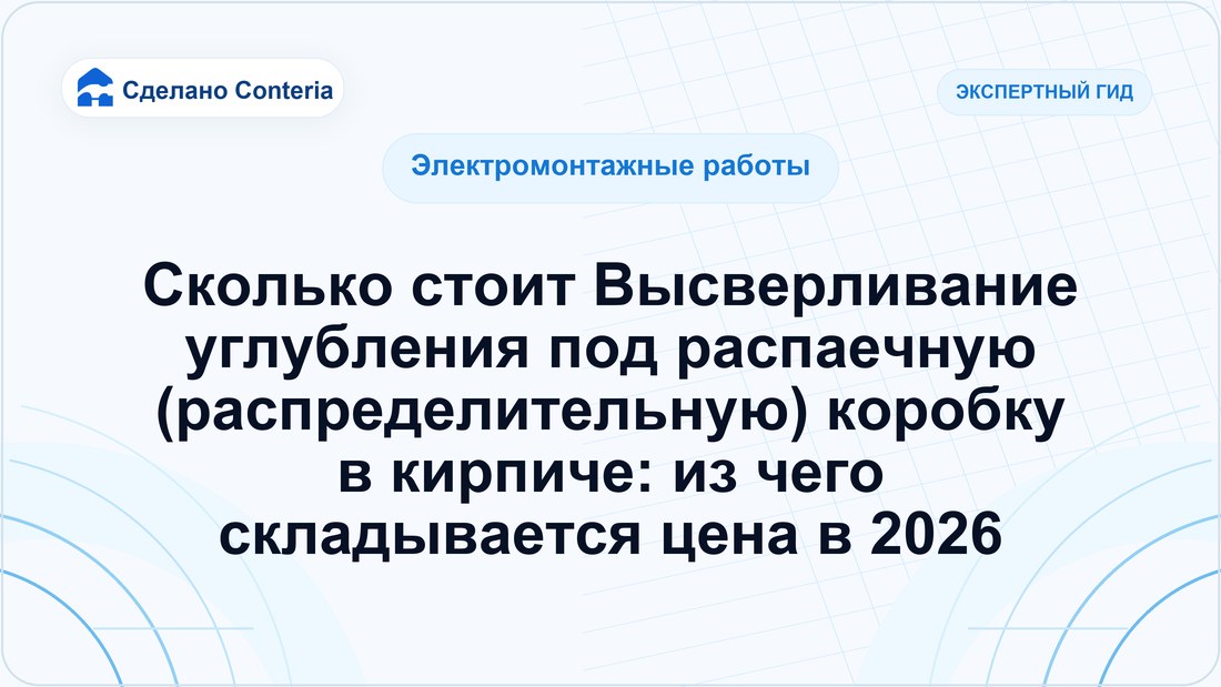 Сколько стоит Высверливание углубления под распаечную (распределительную) коробку в кирпиче: из чего складывается цена в 2026