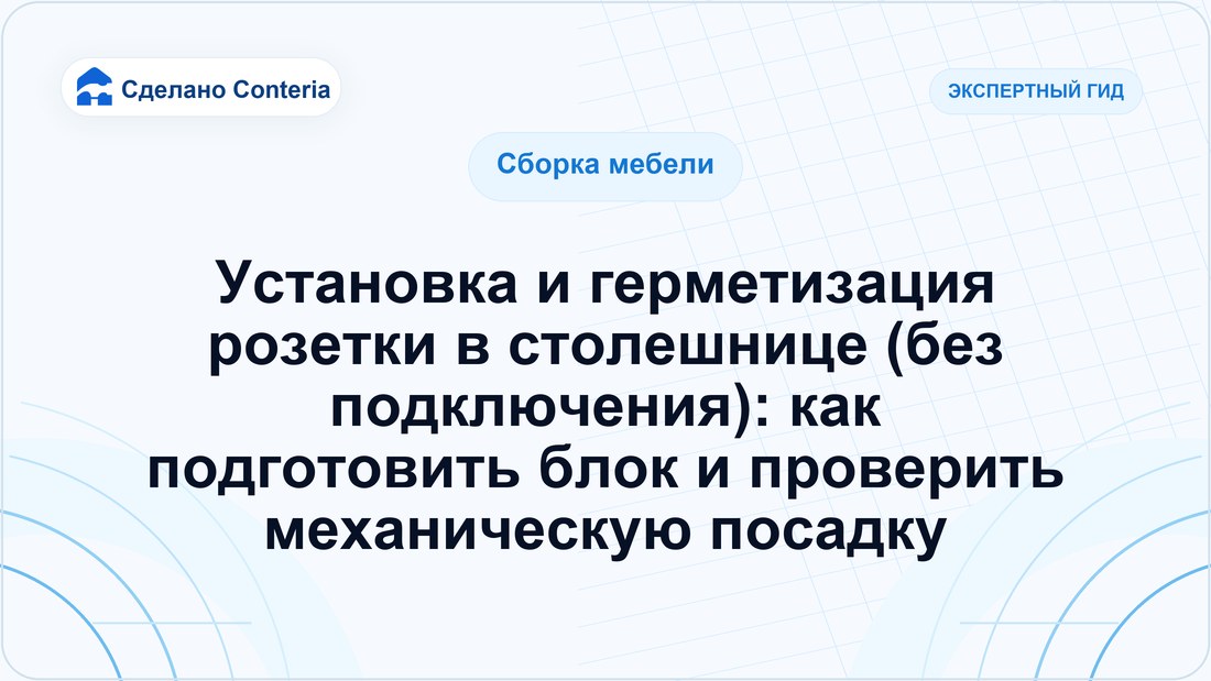 Установка и герметизация розетки в столешнице (без подключения): как подготовить блок и проверить механическую посадку