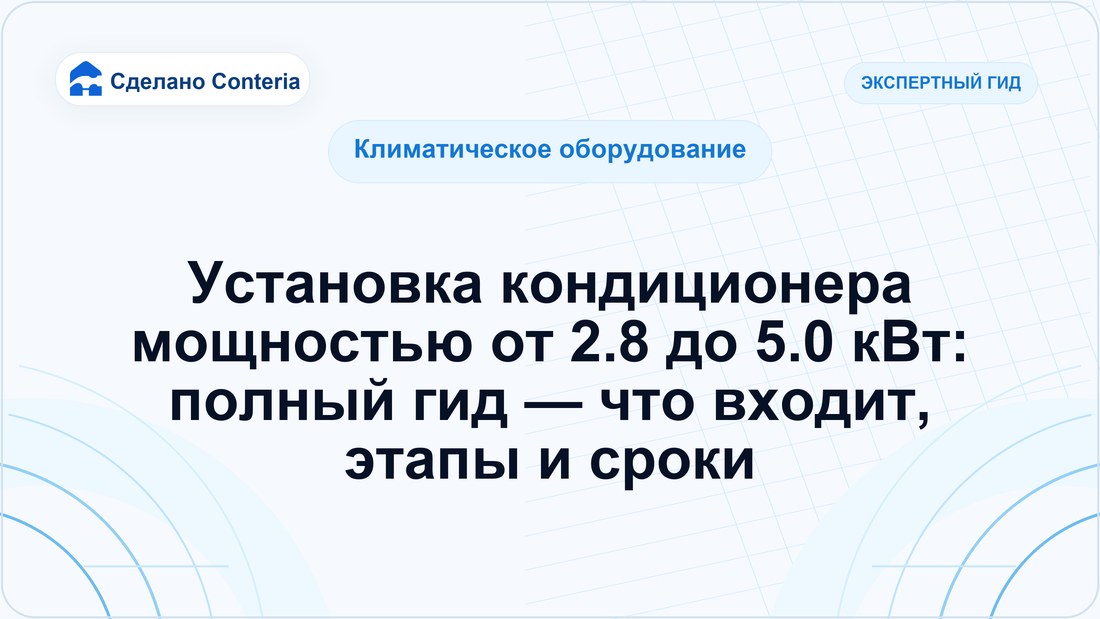 Установка кондиционера мощностью от 2.8 до 5.0 кВт: полный гид — что входит, этапы и сроки