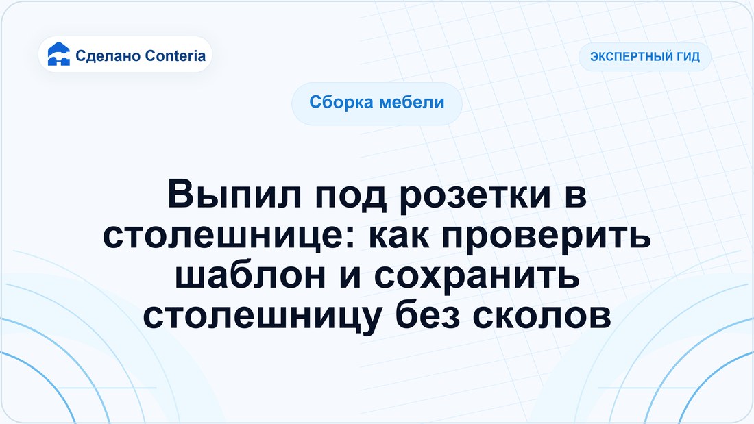 Выпил под розетки в столешнице: как проверить шаблон и сохранить столешницу без сколов