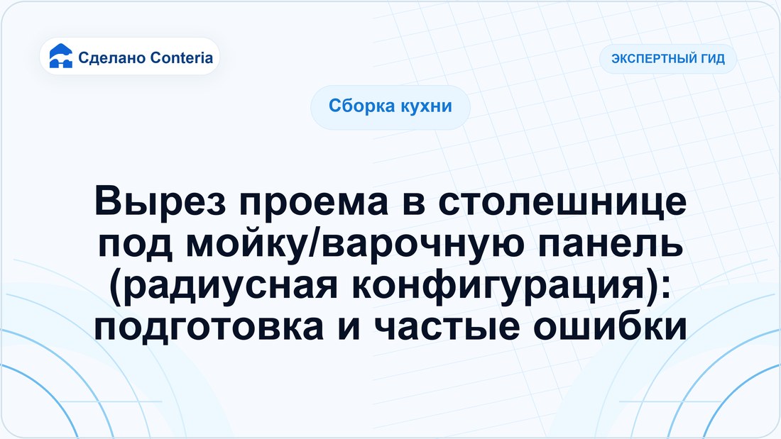 Вырез проема в столешнице под мойку/варочную панель (радиусная конфигурация): подготовка и частые ошибки