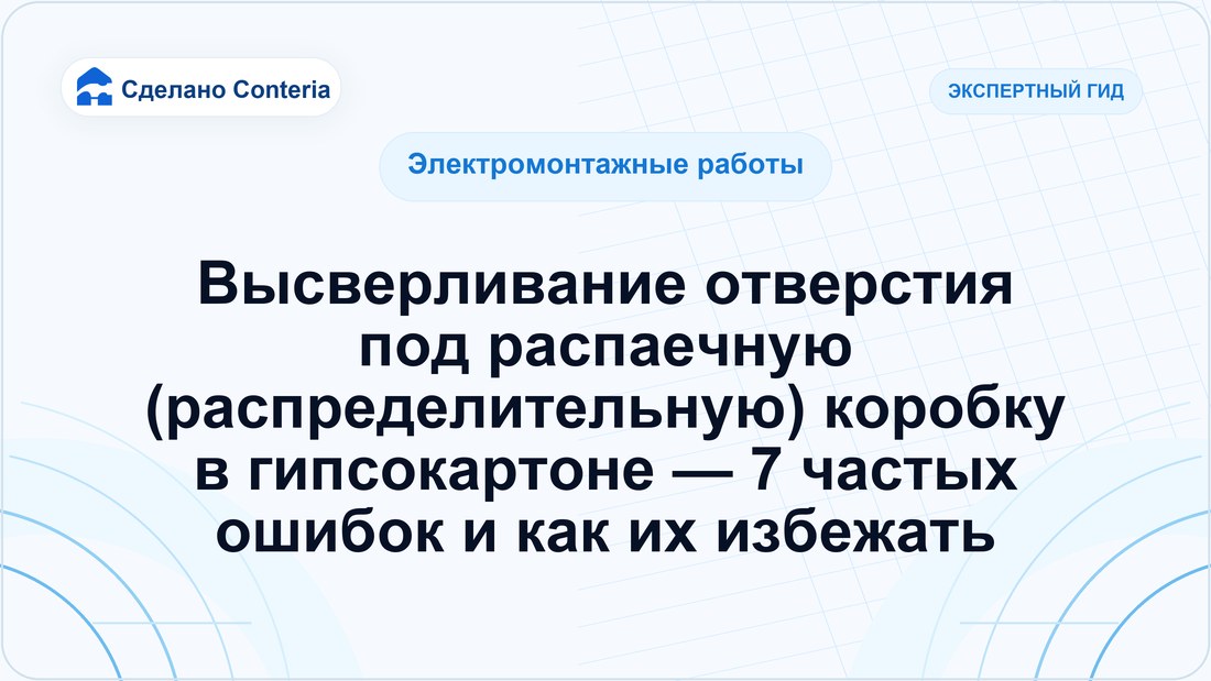 Высверливание отверстия под распаечную (распределительную) коробку в гипсокартоне — 7 частых ошибок и как их избежать